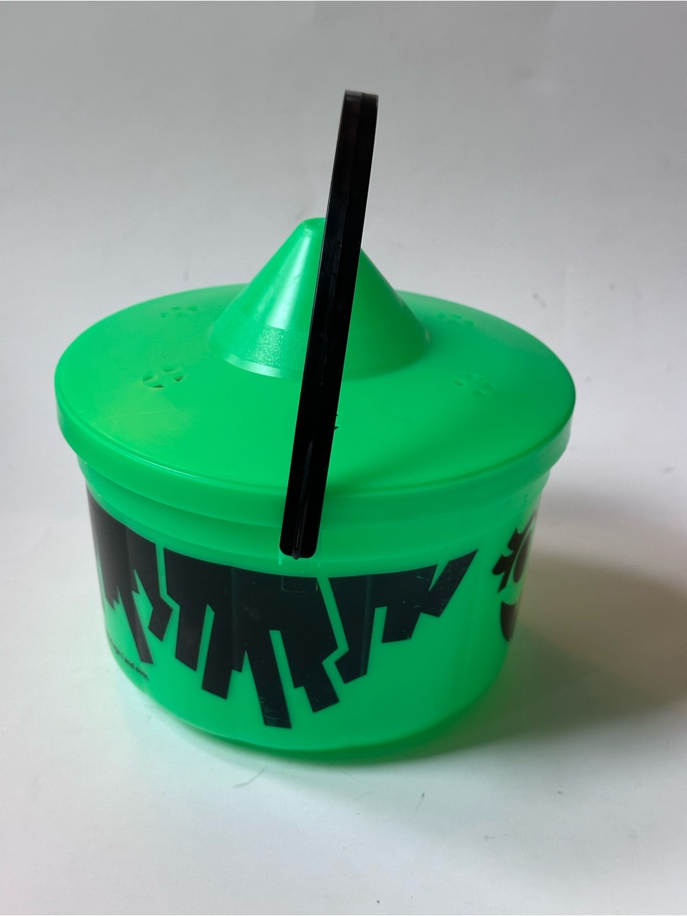 VINTAGE McDonalds HALLOWEEN BUCKET Green Witch Spider Happy Meal Pail w Lid 1986 - Picture 7 of 8
